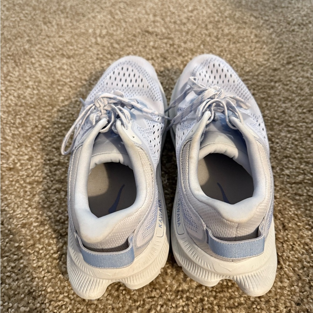 Hoka White and Light Blue Athletic Shoes